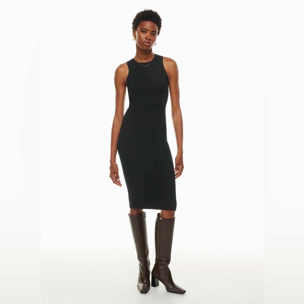 Aritzia Babaton Moonstruck Knit Black Sleeveless Midi Dress Medium‎